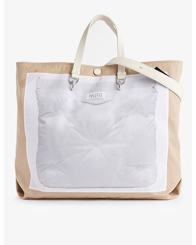 Maison Margiela Trompe L'oeil-design Cotton-blend Tote Bag - White