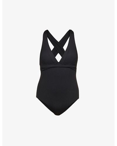 Seafolly Collective V-neck Stretch-recycled Nylon Swimsuit - Black