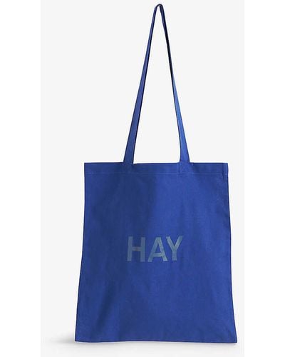 Hay Logo-print Cotton Tote Bag - Blue