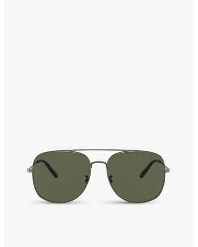 Oliver Peoples Ov1272s 58 Taron Square Metal Frame Sunglasses - Metallic