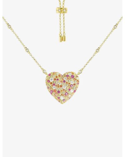 Apm Monaco Heart 18ct -plated Metal Alloy And Zirconia Pendant Necklace - White