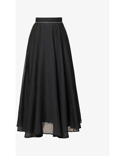 Sister Jane Saturn Rhinestone-embellished Woven Maxi Skirt - Black