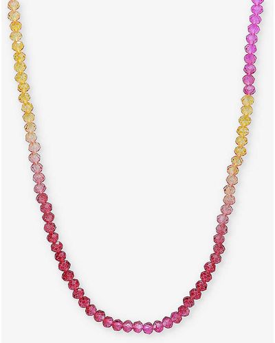 Crystal Haze Jewelry Candyfloss Bead-embellished 18ct Yellow Gold-plated Brass Necklace - Pink
