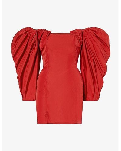 Jacquemus exaggerated-sleeve Taffeta Mini Dress - Red