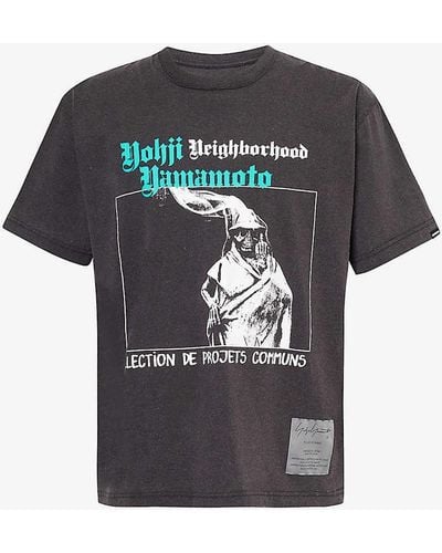 Yohji Yamamoto X Neighborhood Graphic-print Cotton-jersey T-shirt Xx - Black