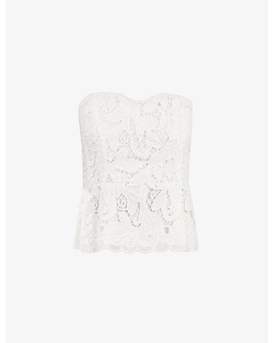Ro&zo Sweetheart-neck Lace Bustier Top - White