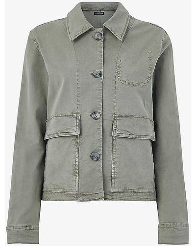 Whistles Marie Long-sleeve Regular-fit Cotton Jacket - Grey