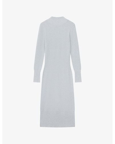 Reiss Mara Ribbed Stretch-knit Midi Dress - White