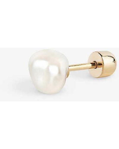 Maria Black Baroque 18ct Yellow-gold Plated Sterling-silver And Fresh-water Pearl Stud Earring - White