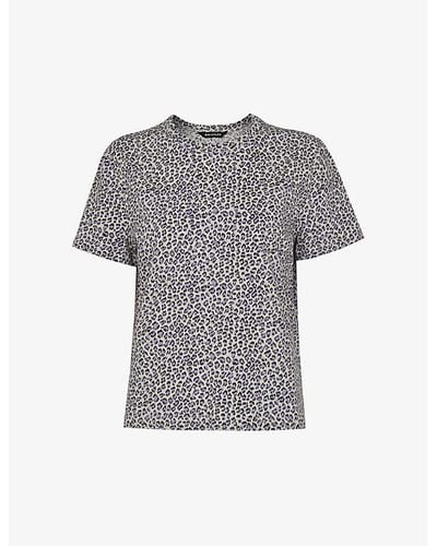 Whistles Dashed Leopard-print Organic-cotton T-shirt - Grey