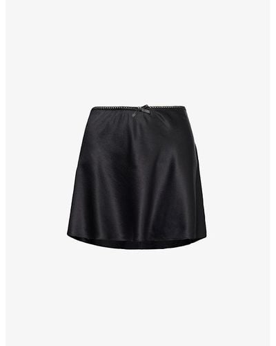 Reformation Edda High-rise Silk Mini Skirt - Black