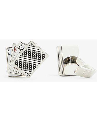 Tateossian Card-shaped Palladium-plated Metal And Enamel Cufflinks - White