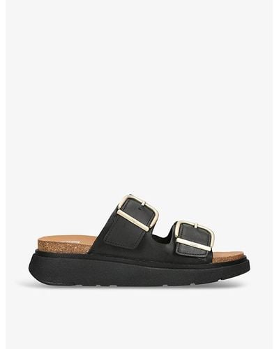 Fitflop Gen-ff Two-buckle Leather Sandals - Black