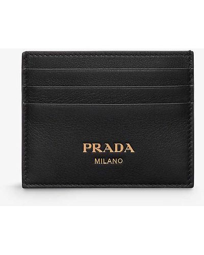 Prada Logo-embossed Leather Card Holder - Black