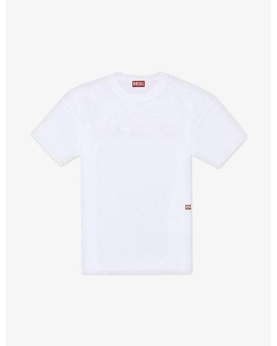 DIESEL T-boxt-n11 Branded-print Cotton-jersey T-shirt - White