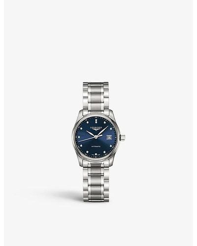 Longines L22574976 Master Stainless-steel And 0.34ct Round-cut Automatic Watch - Blue