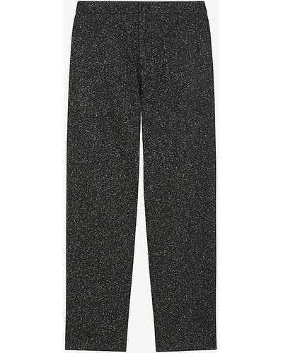 Ted Baker Lopus Wide-fit Marl-textured Stretch Wool-blend Trousers - Black