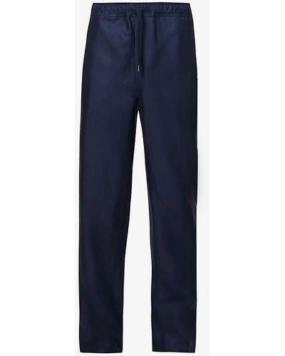 Derek Rose Vy Sydney Regular-fit Straight-leg Linen Trousers - Blue