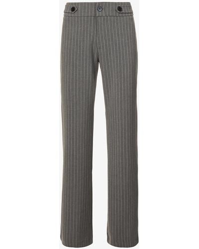 The Kript York Straight-leg Mid-rise Stretch-cotton Trousers - Grey