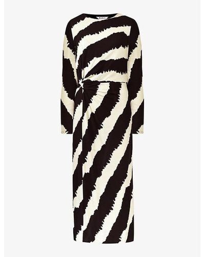 Ro&zo Bold Stripe Twisted Stretch-jersey Maxi Dress - Black