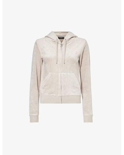 Juicy Couture Robertson Logo-embroidered Velour Hoody X - Natural