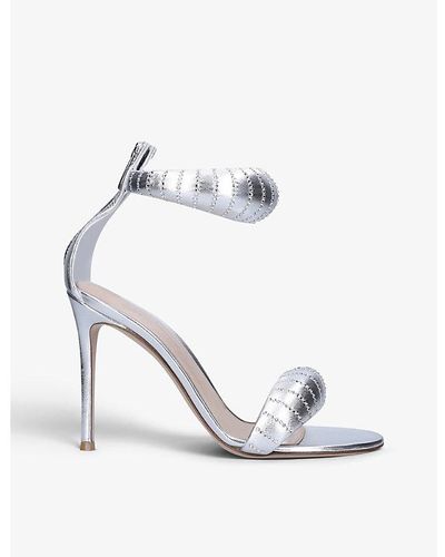 Gianvito Rossi Bijoux Crystal-embellished Leather Heeled Sandals - Metallic