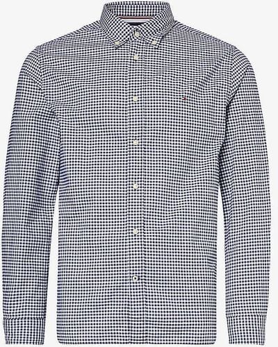 Tommy Hilfiger Carbon Navy Optic White 1985 Checked Cotton Oxford Shirt Xx - Blue