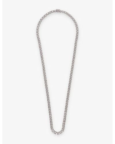Hatton Labs Tennis Spike-embellished Sterling- And Cubic Zirconia Necklace - White