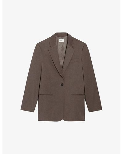 Claudie Pierlot Oversized Single-breasted Stretch-woven Blazer - Brown