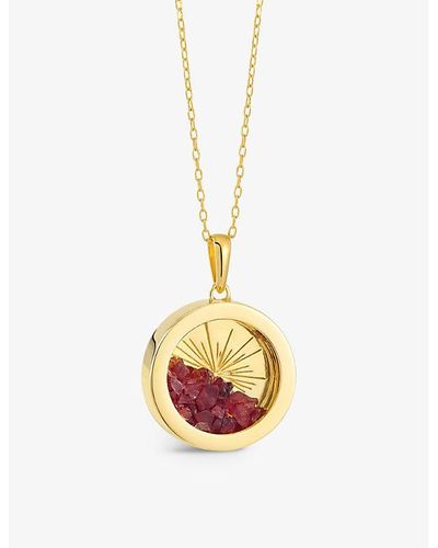 Rachel Jackson Sunburst Amulet Medium 22ct Gold-plated Sterling Silver And Garnet Necklace - White