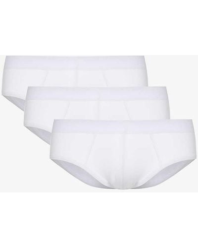 CDLP Pack Of Three Branded-waistband Supportive-panel Stretch-jersey Briefs - White