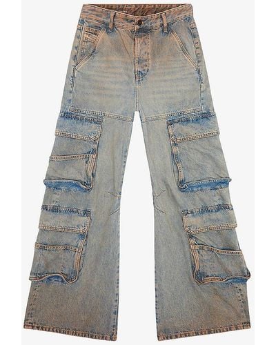 DIESEL Sire Wide-leg Low-rise Jeans - Grey