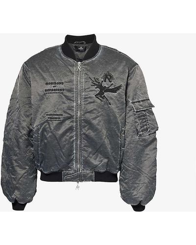Represent Horizons Flight Brand-embroidered Regular-fit Shell Bomber Jacket - Grey