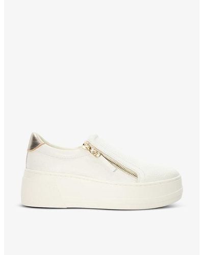 Dune Episodic Zip-embellished Flatform Leather Sneakers - Natural