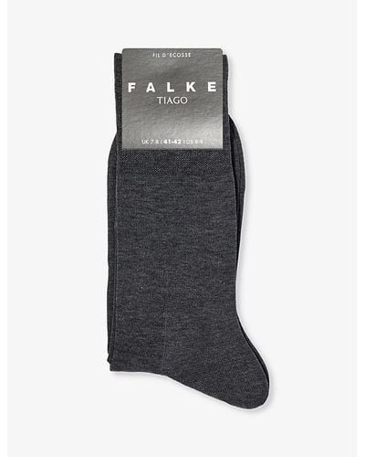FALKE Tiago Branded-sole Stretch-organic-cotton Blend Socks - Grey