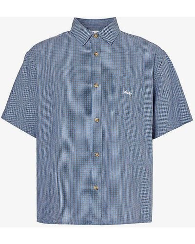 Obey Bigwig Checked Cotton-poplin Shirt - Blue