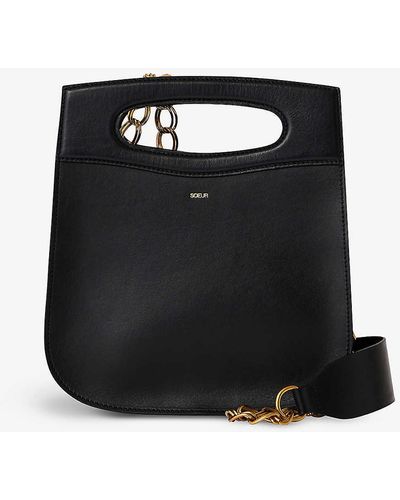 Soeur Cheri Leather Tote Bag - Black