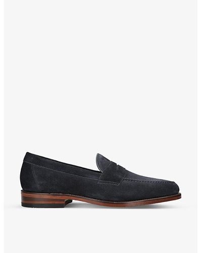Loake Imperial Strap Suede Loafers - Black