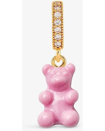 Crystal Haze Jewelry Gummy Bear 18ct Gold-plated Brass Pendant - Pink