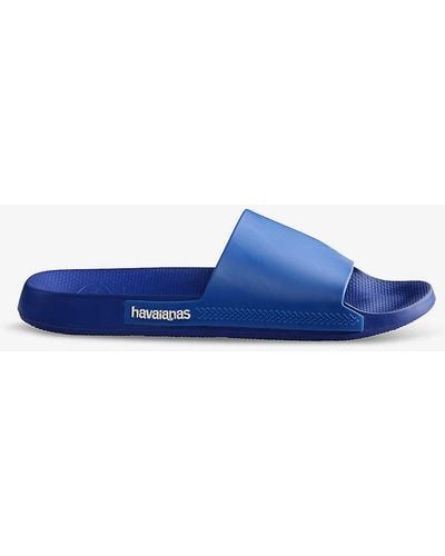 Havaianas Classic Logo-embellished Rubber Sliders - Blue