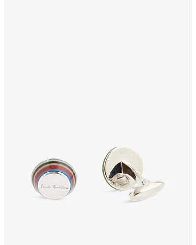 Paul Smith Logo-engraved Zinc-plated Copper Cufflinks - White