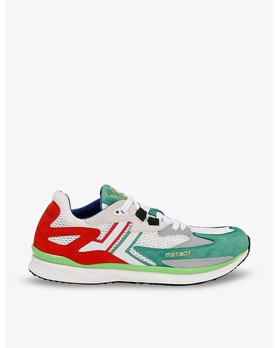 Lanvin Meteor Branded Suede And Mesh Low-top Trainers - Green