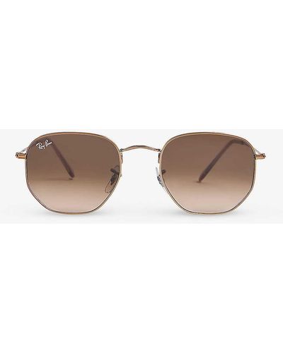 Ray-Ban Rb3548n Metal Hexagonal Sunglasses - Brown
