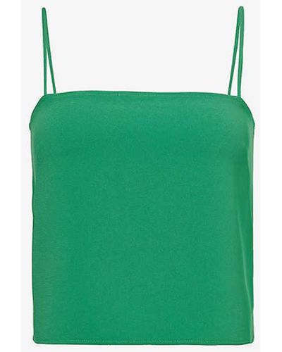 Leset Arielle Square-neck Woven Top - Green