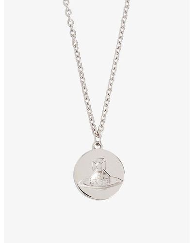 Vivienne Westwood Janus Orb-engraved 925 Sterling Silver Pendant Necklace - White