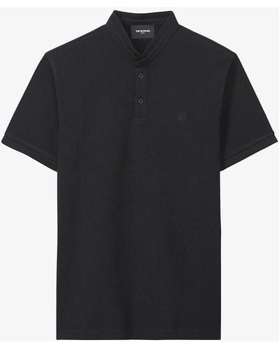 The Kooples Logo-embroidered Cotton-piqué Polo Shirt - Black
