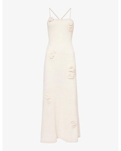 4th & Reckless Isla Floral Motif-embellished Knitted Maxi Dress - White
