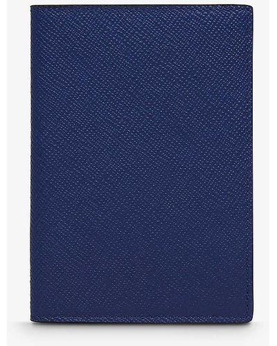 Smythson Panama Cross-grain Leather Passport Cover - Blue