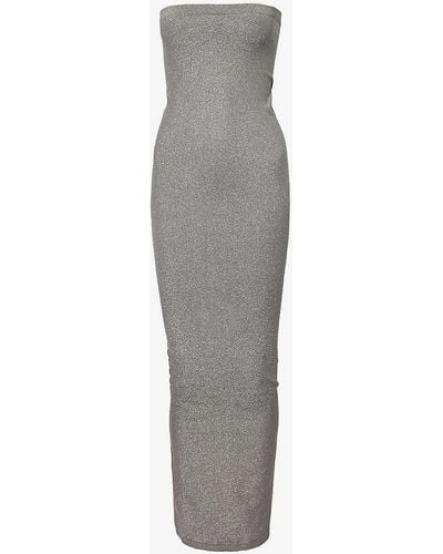 Wolford Fading Shine Strapless Stretch-woven Midi Dres - Grey