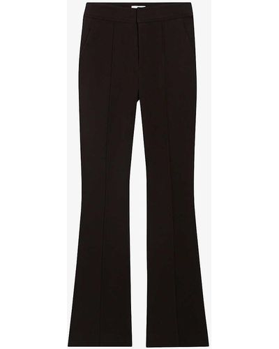 Claudie Pierlot Flared-cuffs Straight-leg Mid-rise Stretch-woven Trousers - Black